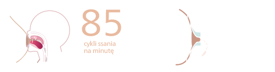 Laktator HandsFree odwzorowuje średni wzorzec ssania niemowląt - 85 cykli ssania na minutę