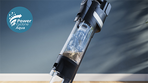 PowerCyclone Aqua gwarantuje mycie podł&oacute;g wyłącznie czystą wodą