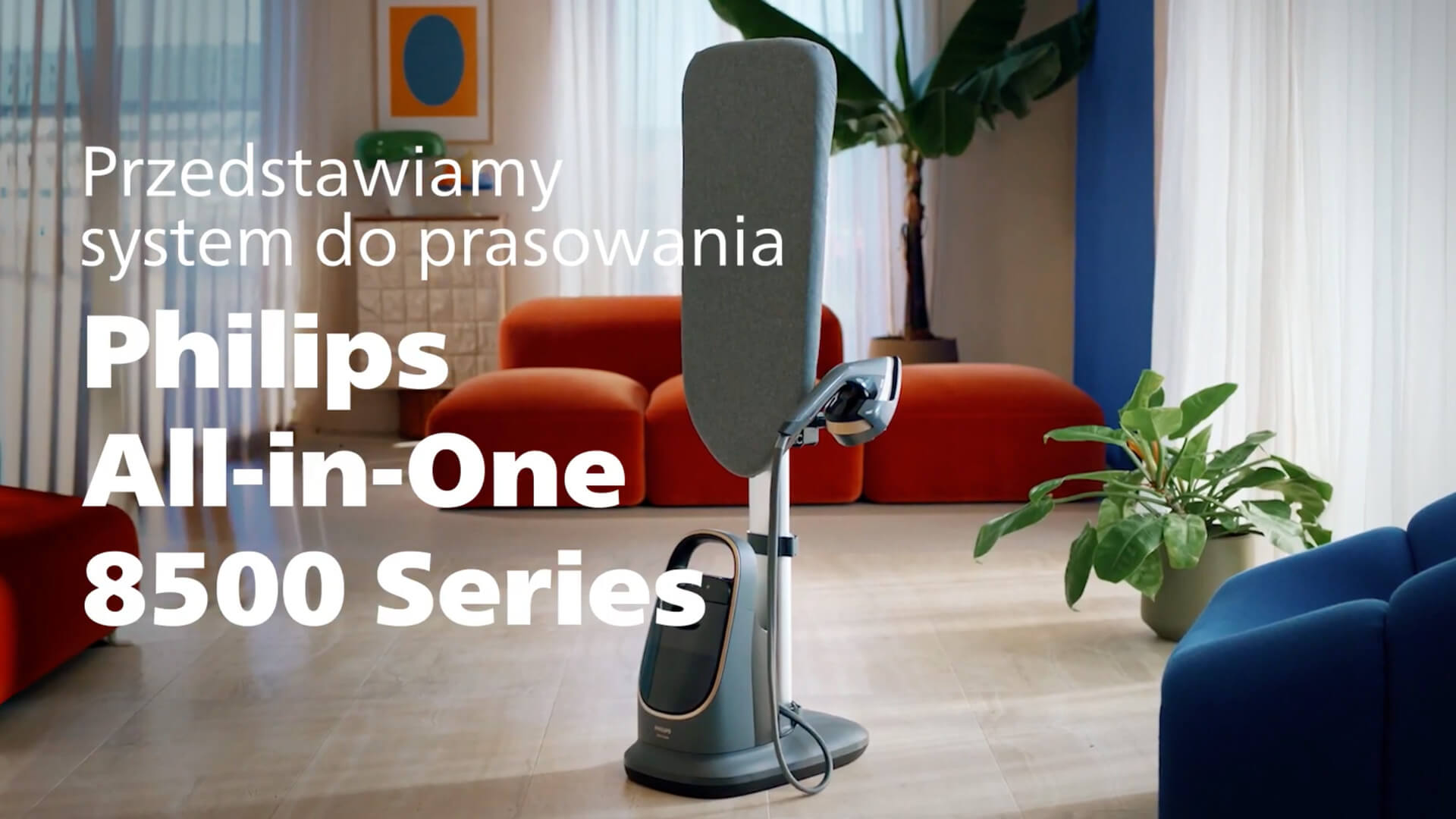 Prezentacja możliwości i pracy systemu do prasowania z deską Philips All-in-One Serii 8500.