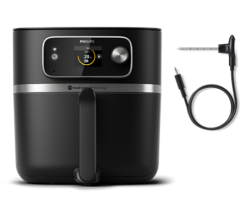 Najnowsze urządzenie aurfryer Philips Ovi Smart 2.0 z serii 7000 z wbudowanym termometrem.