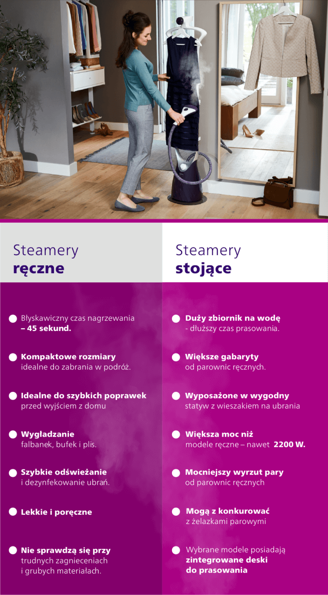 Por&oacute;wnanie steamer&oacute;w ręcznych i stojących.