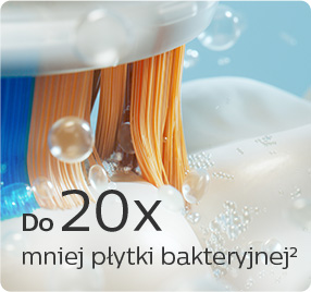 Dokładne usuwanie płytki bakteryjnej dzięki technologii sonicznej w najbardziej zaawansowanych szczoteczkach do zęb&oacute;w Sonicare.