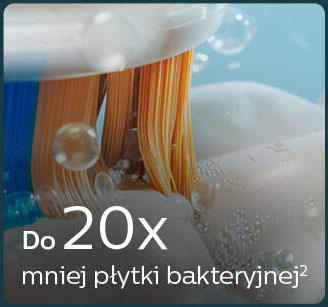 Dokładne usuwanie płytki bakteryjnej dzięki technologii sonicznej w najbardziej zaawansowanych szczoteczkach do zęb&oacute;w Sonicare.